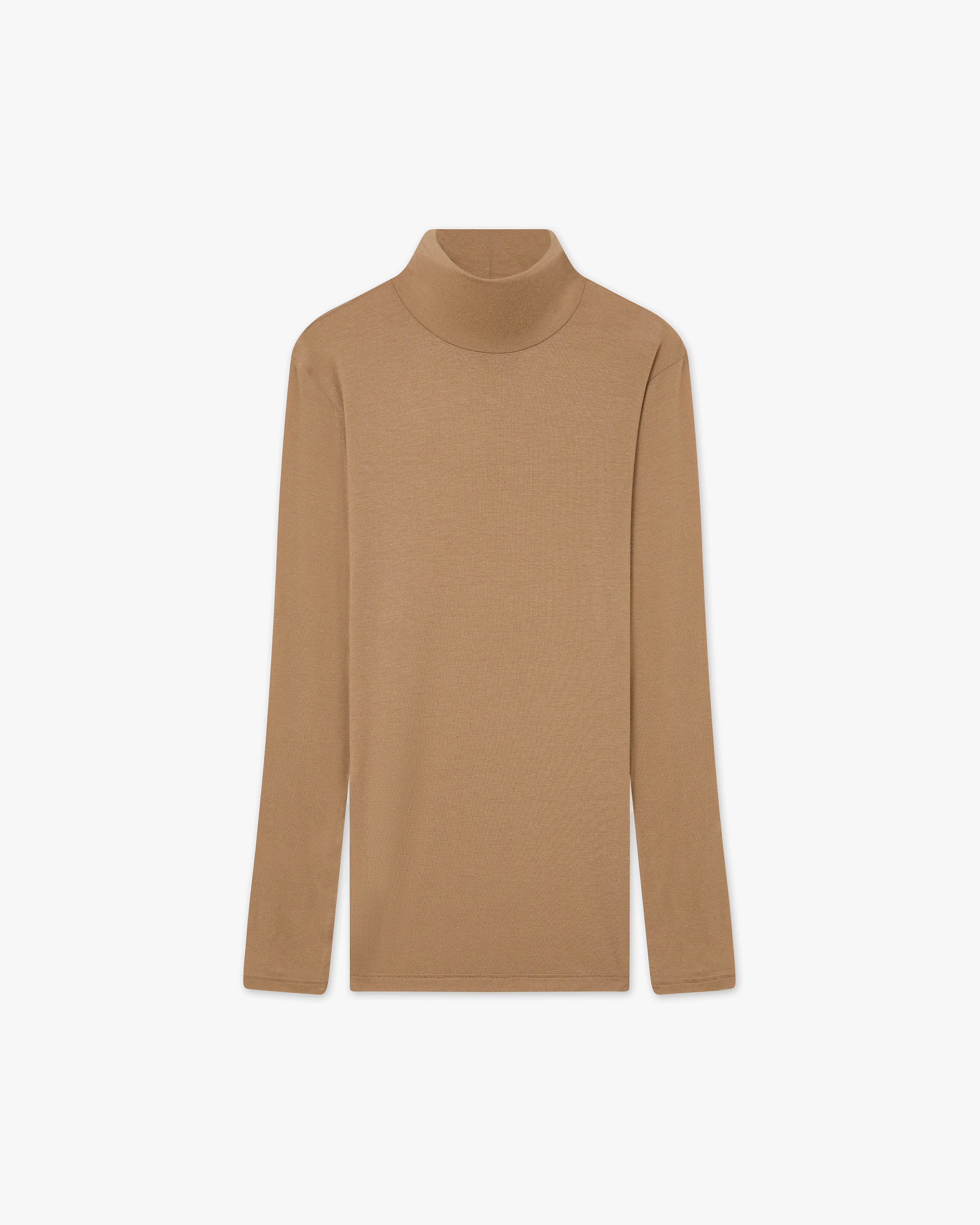 Ultralight Mock Neck Top - Camel Modal / Cashmere