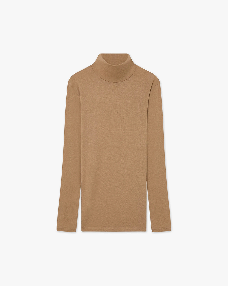 Ultralight Mock Neck Top - Camel Modal / Cashmere