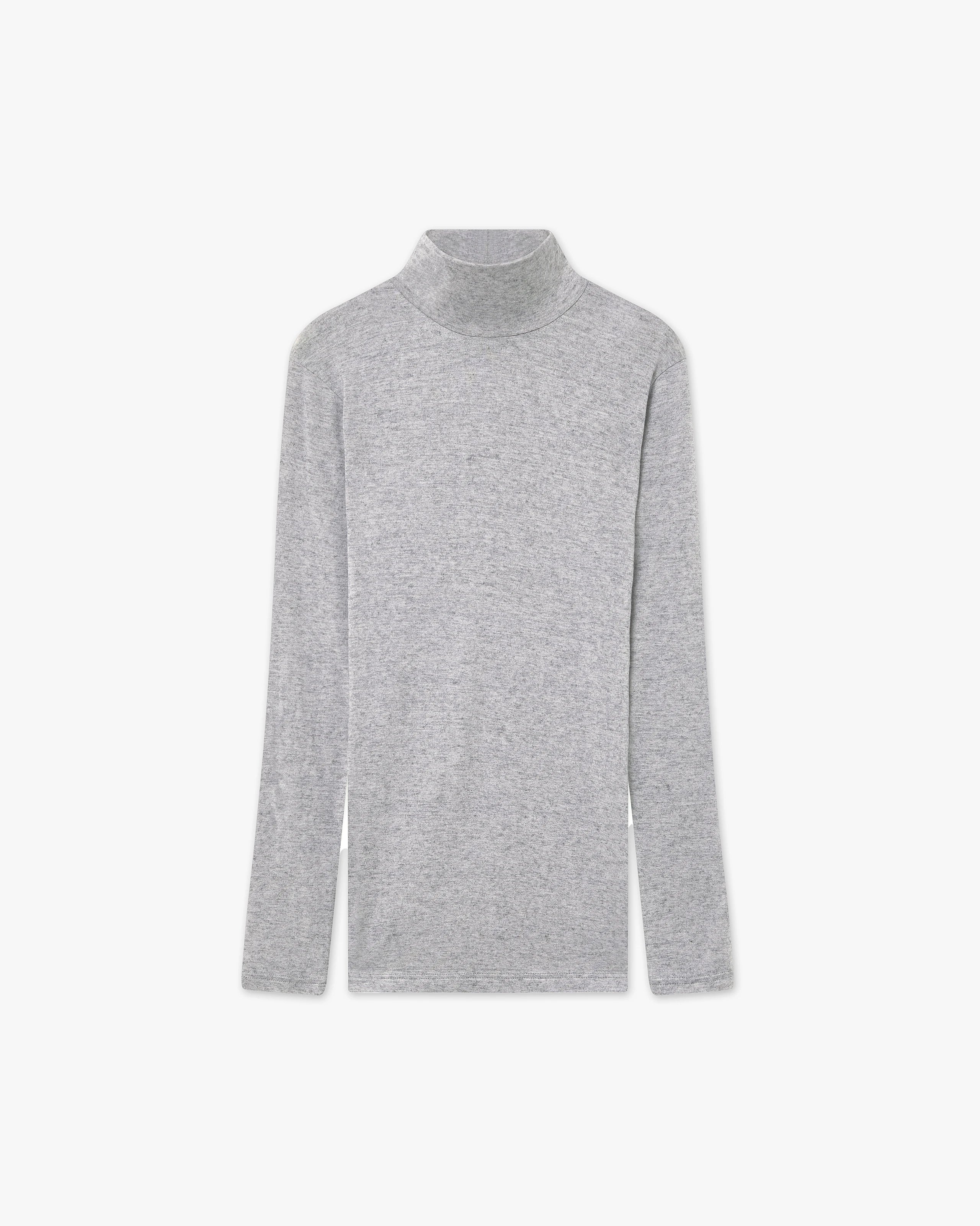 Ultralight Cashmere Modal Mock Neck Top - Grey | MaisonCashmere