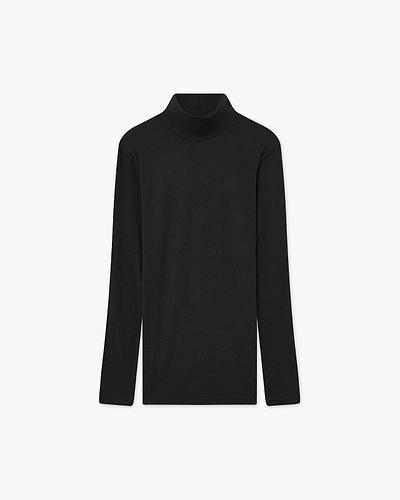Ultralight Mock Neck Top - Black Modal / Cashmere
