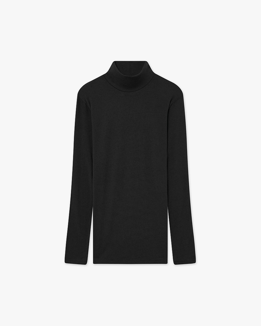 Ultralight Mock Neck Top - Black Modal / Cashmere