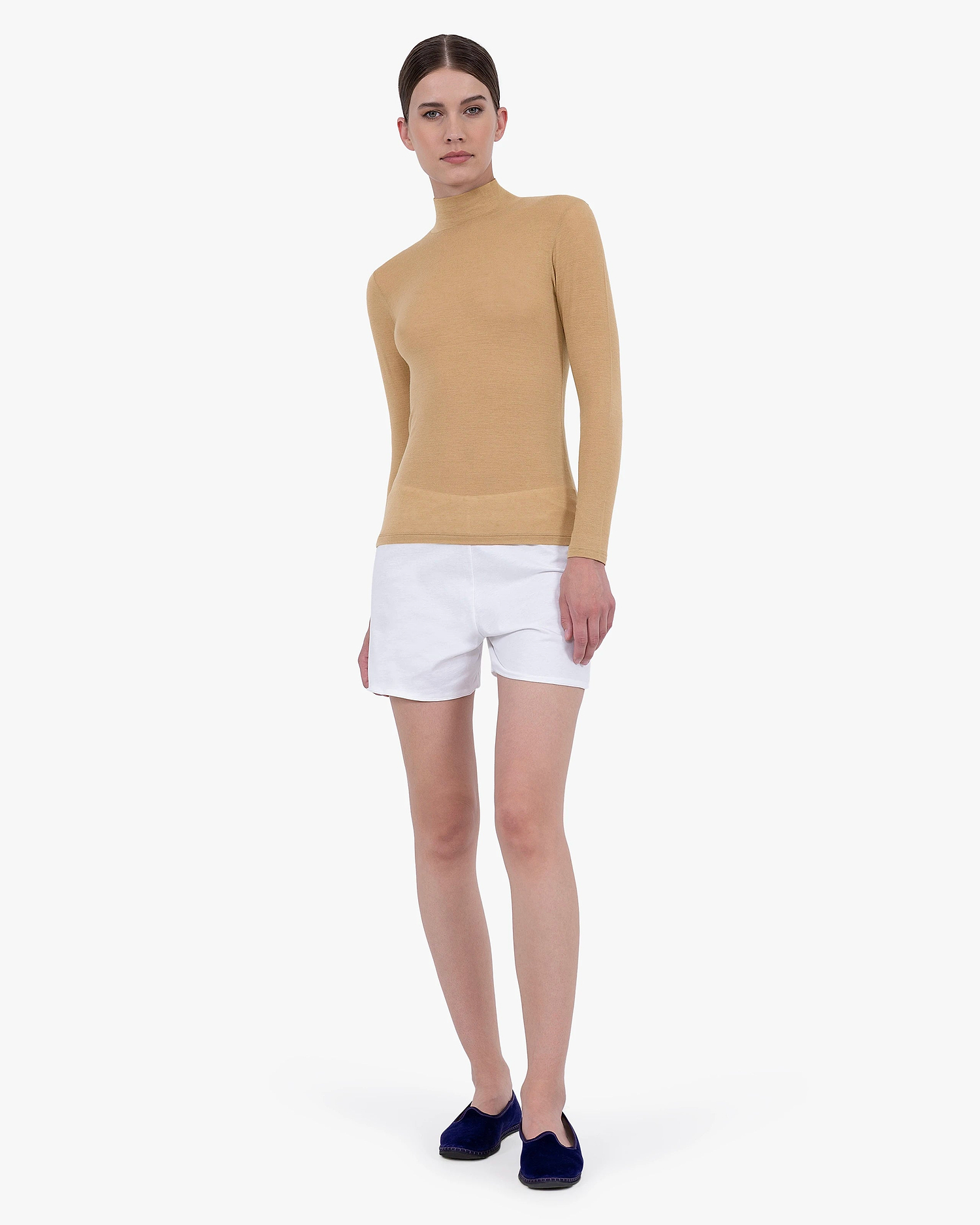 Ultralight Mock Neck Top - Camel Modal / Cashmere