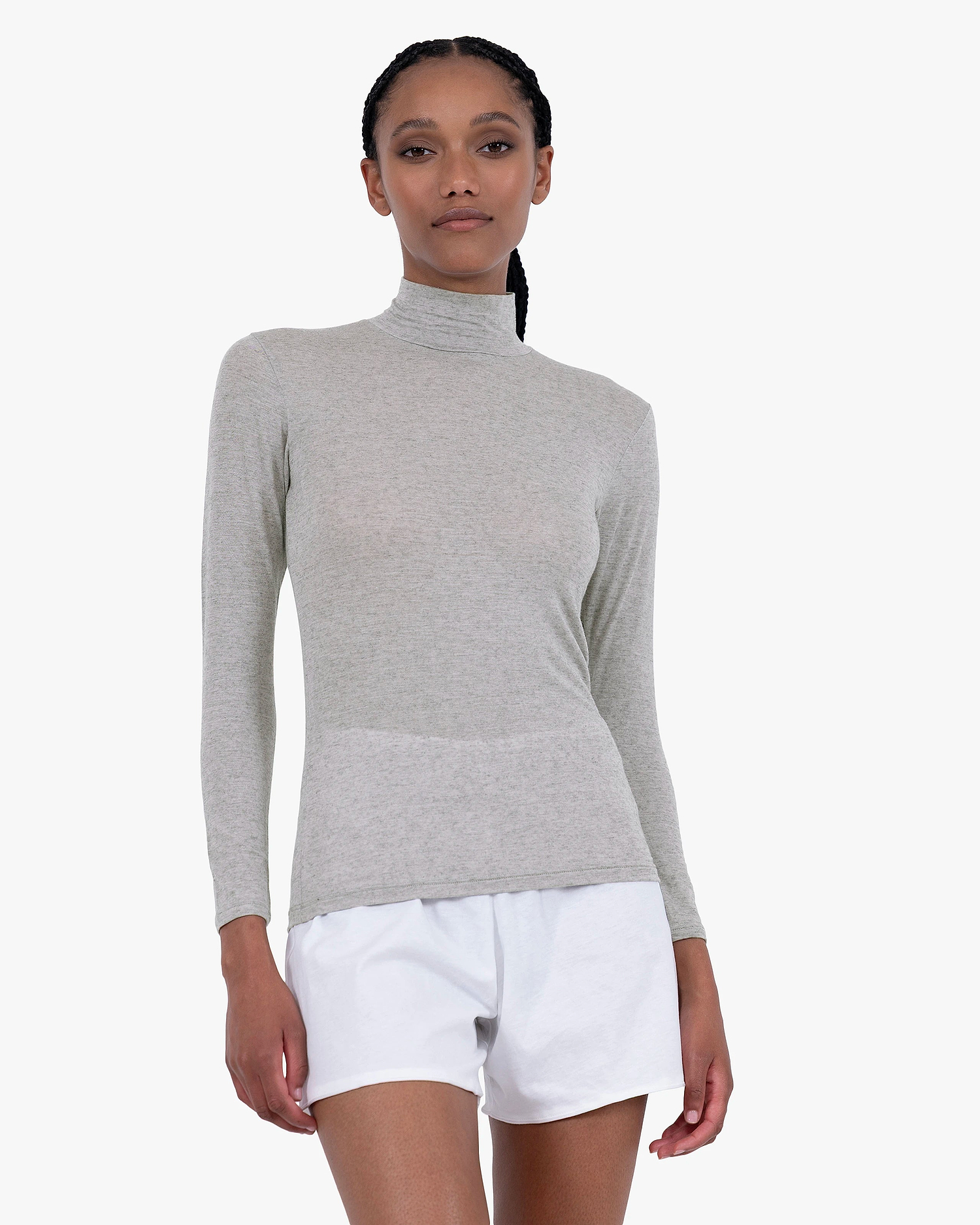 Ultralight Mock Neck Top - Grey Modal / Cashmere