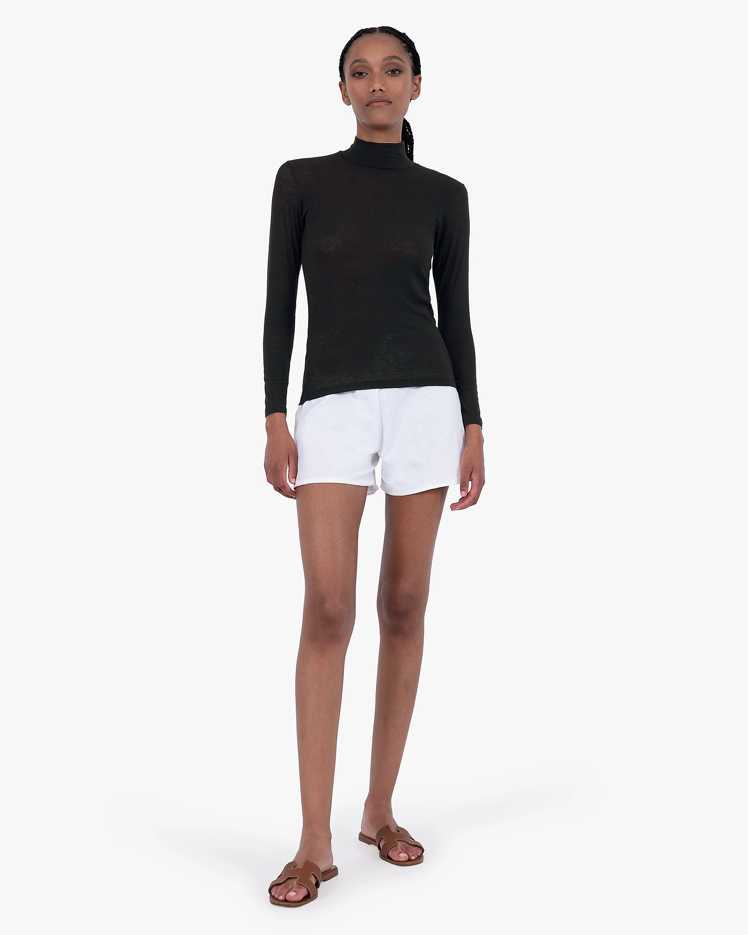 Ultralight Mock Neck Top - Black Modal / Cashmere