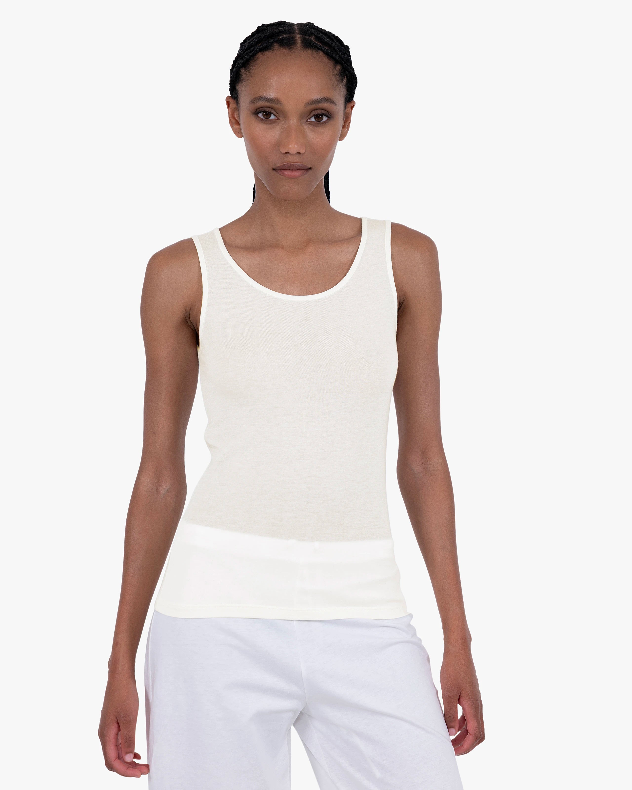 Ultralight Cashmere Tank Top - White | MaisonCashmere