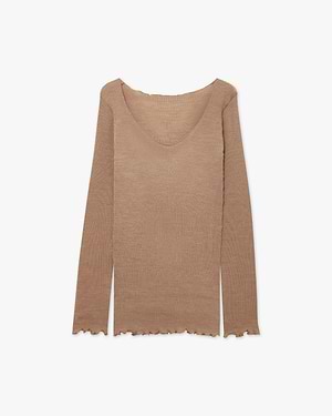 Pleated V-Neck - Camel