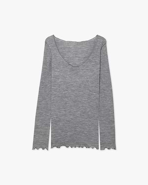 Pleated V-Neck - Grey