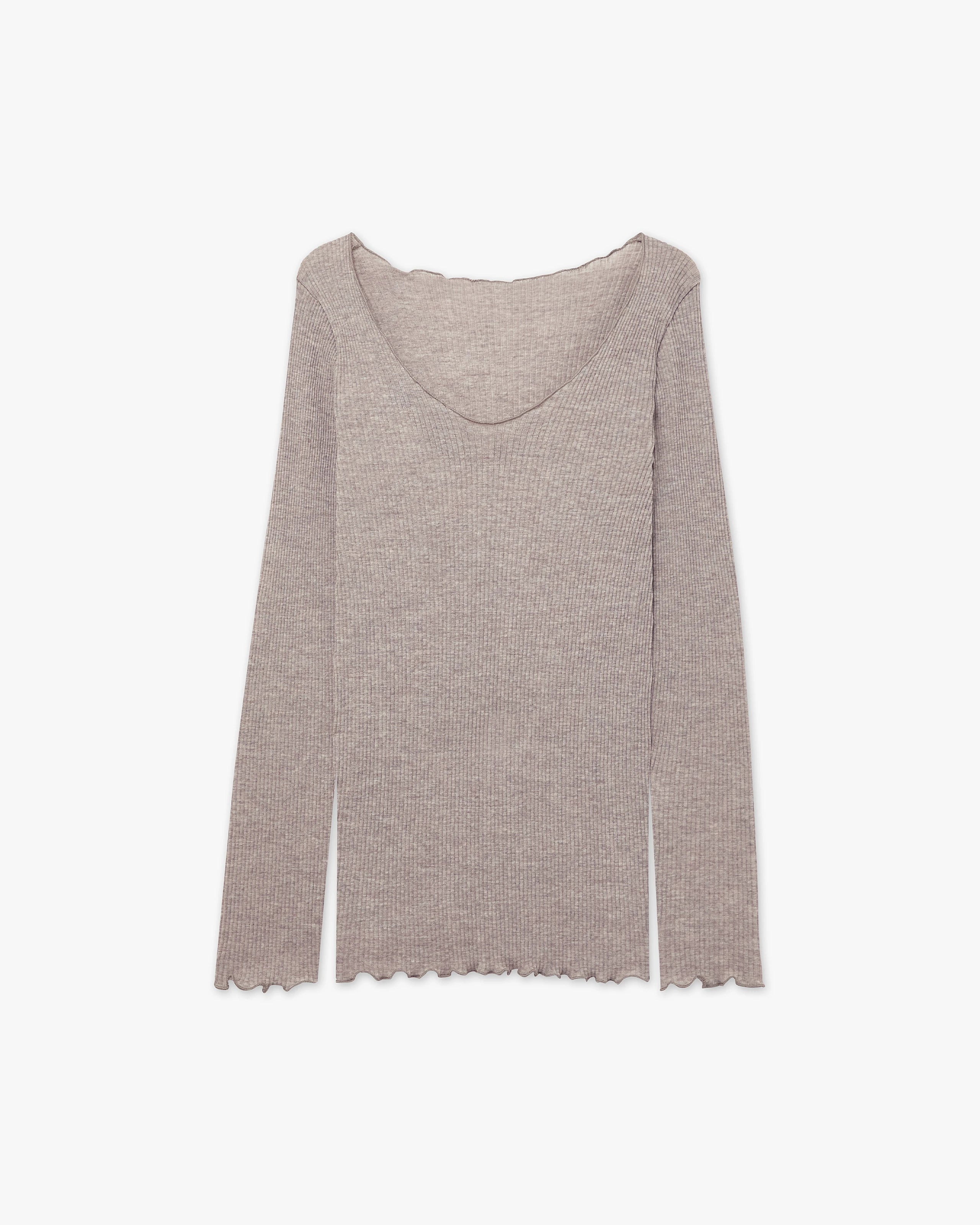 Pleated V-Neck - Walnut Merino / Seta