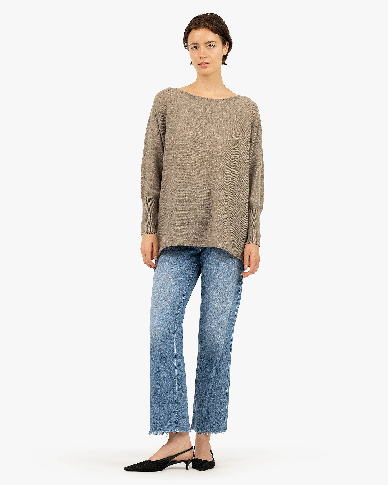 Velia Maxi Boat Neck Sweater - Taupe Cashmere