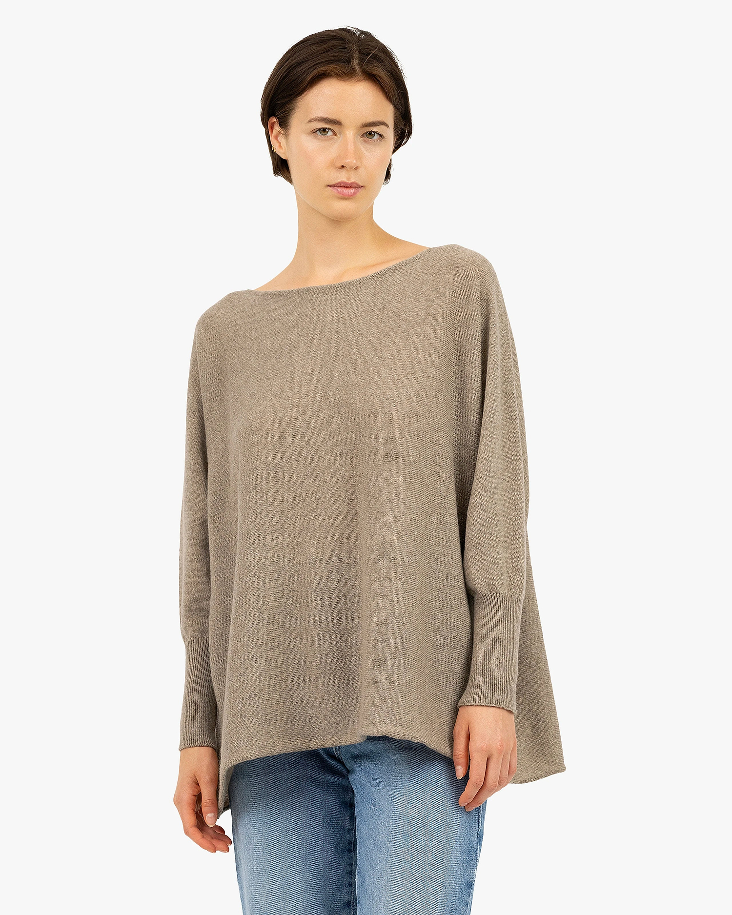 Velia Maxi Boat Neck Sweater - Taupe Cashmere