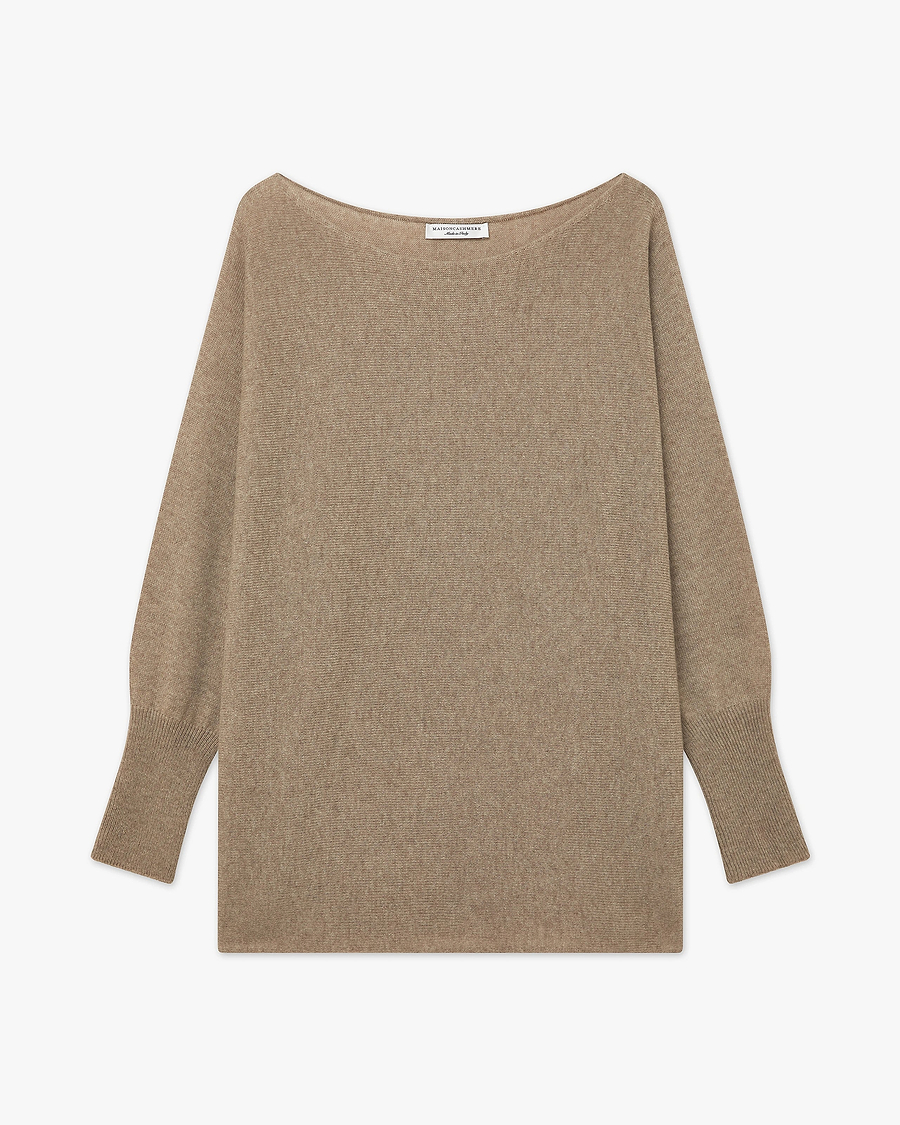 Velia Maxi Boat Neck Sweater - Taupe Cashmere