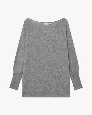 Pull Oversized Col Bateau Velia - Gris Moyen