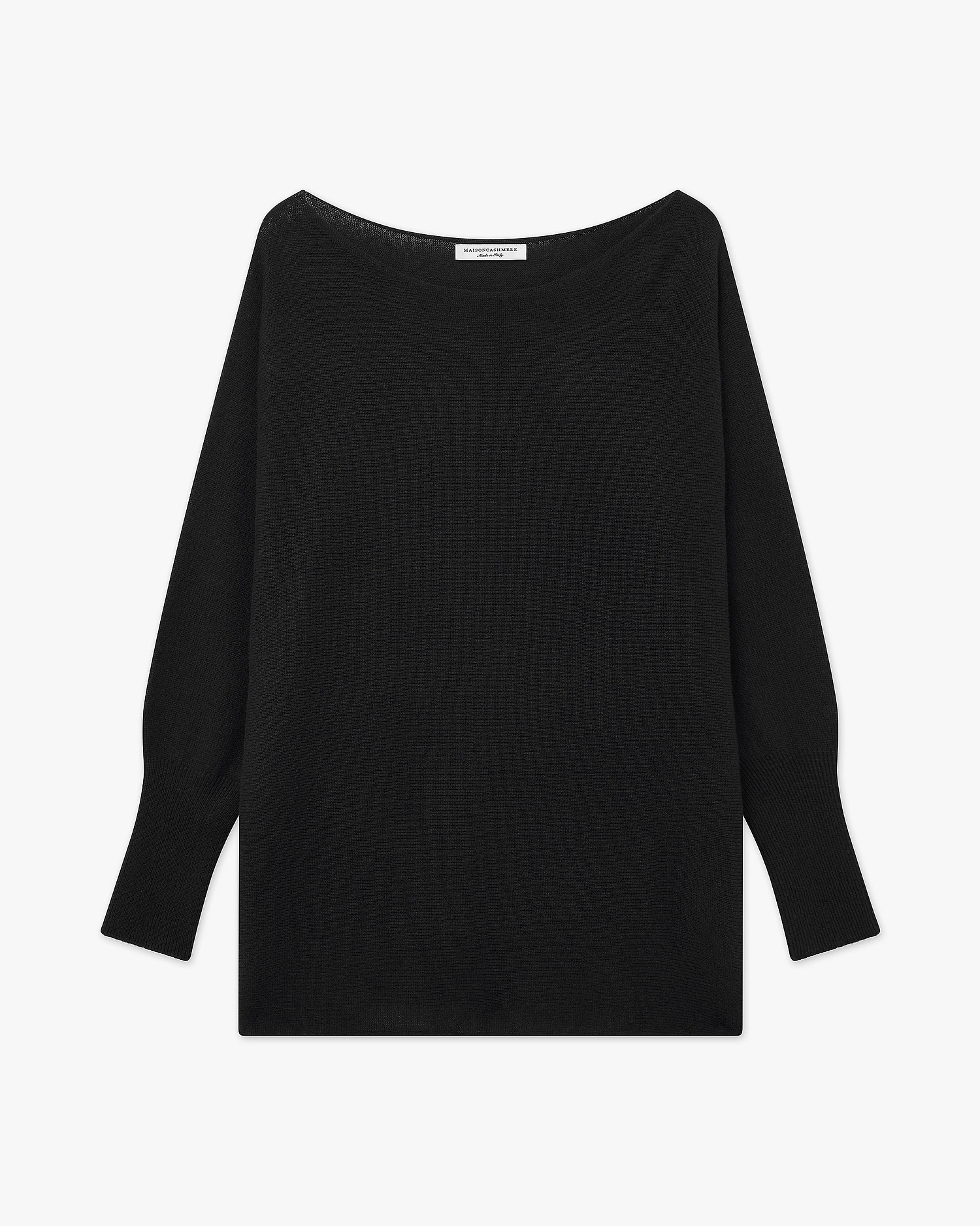 Velia Maxi Boat Neck Sweater - Black Cashmere