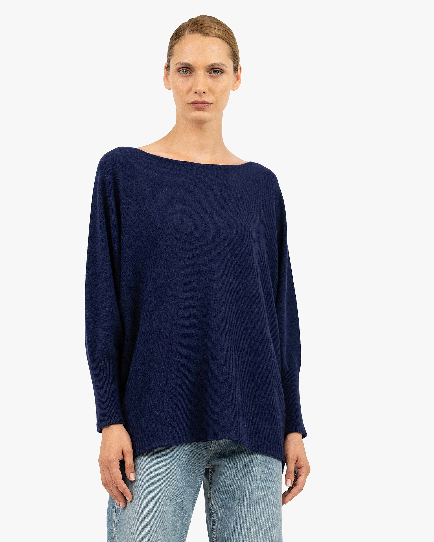 Velia Maxi Boat Neck Sweater - Blue Cashmere