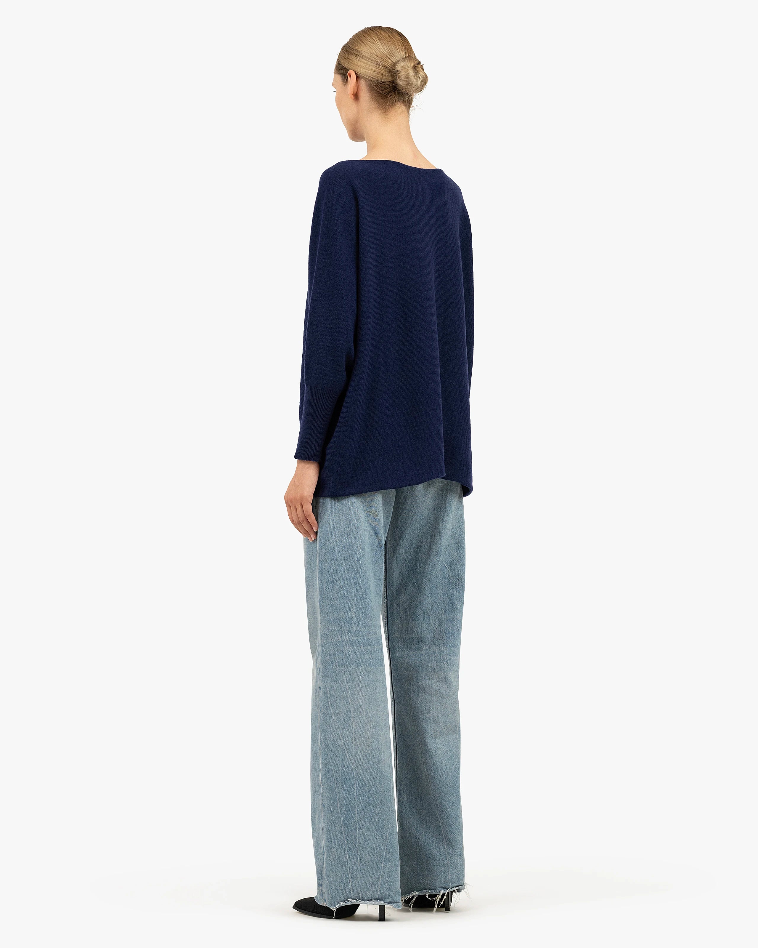 Velia Maxi Boat Neck Sweater - Blue Cashmere