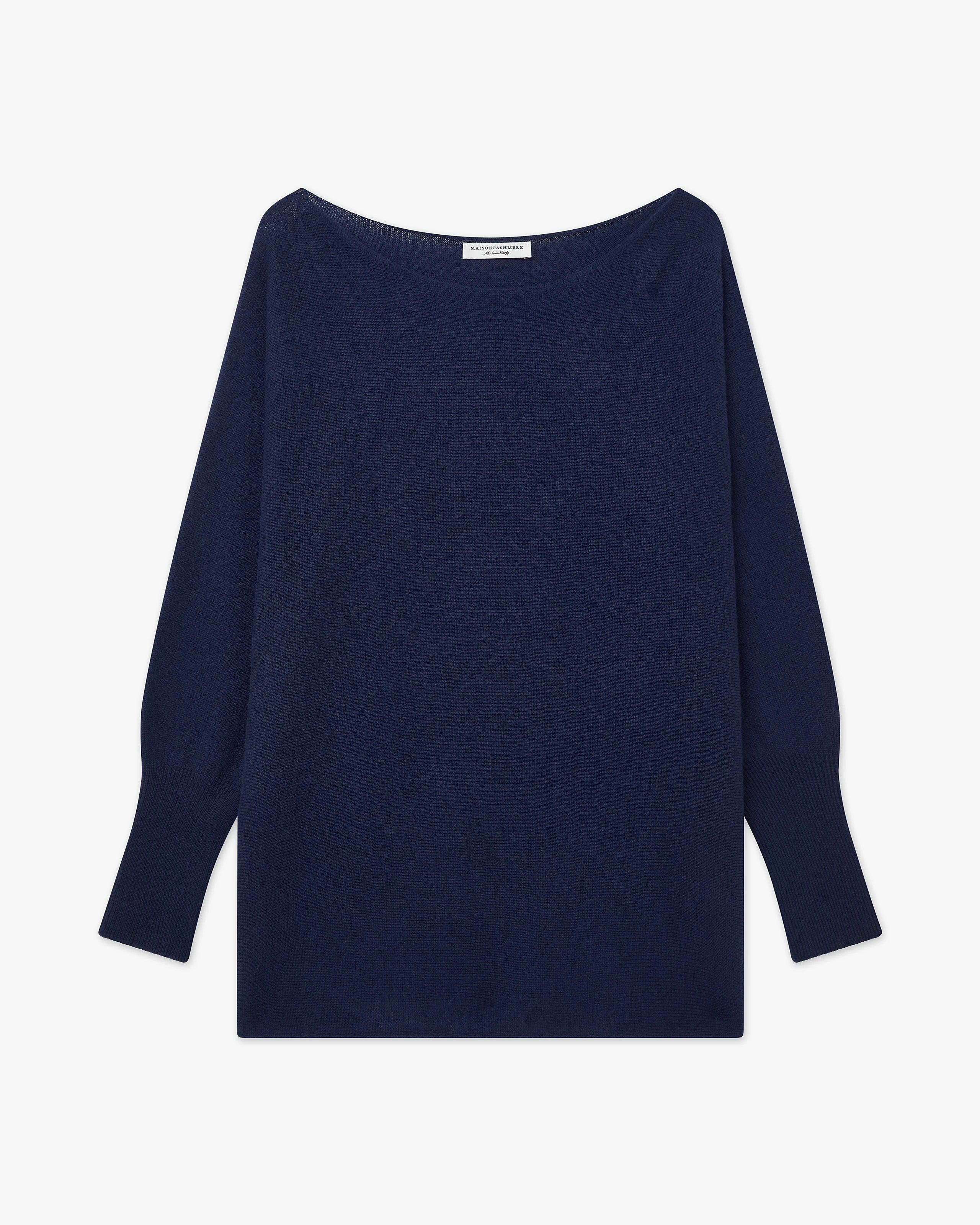 Velia Maxi Boat Neck Sweater - Blue Cashmere