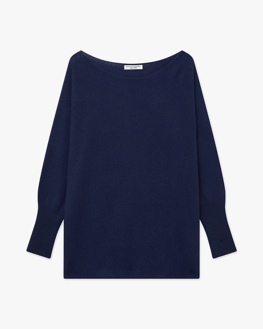 Velia Maxi Boat Neck Sweater - Blue Cashmere