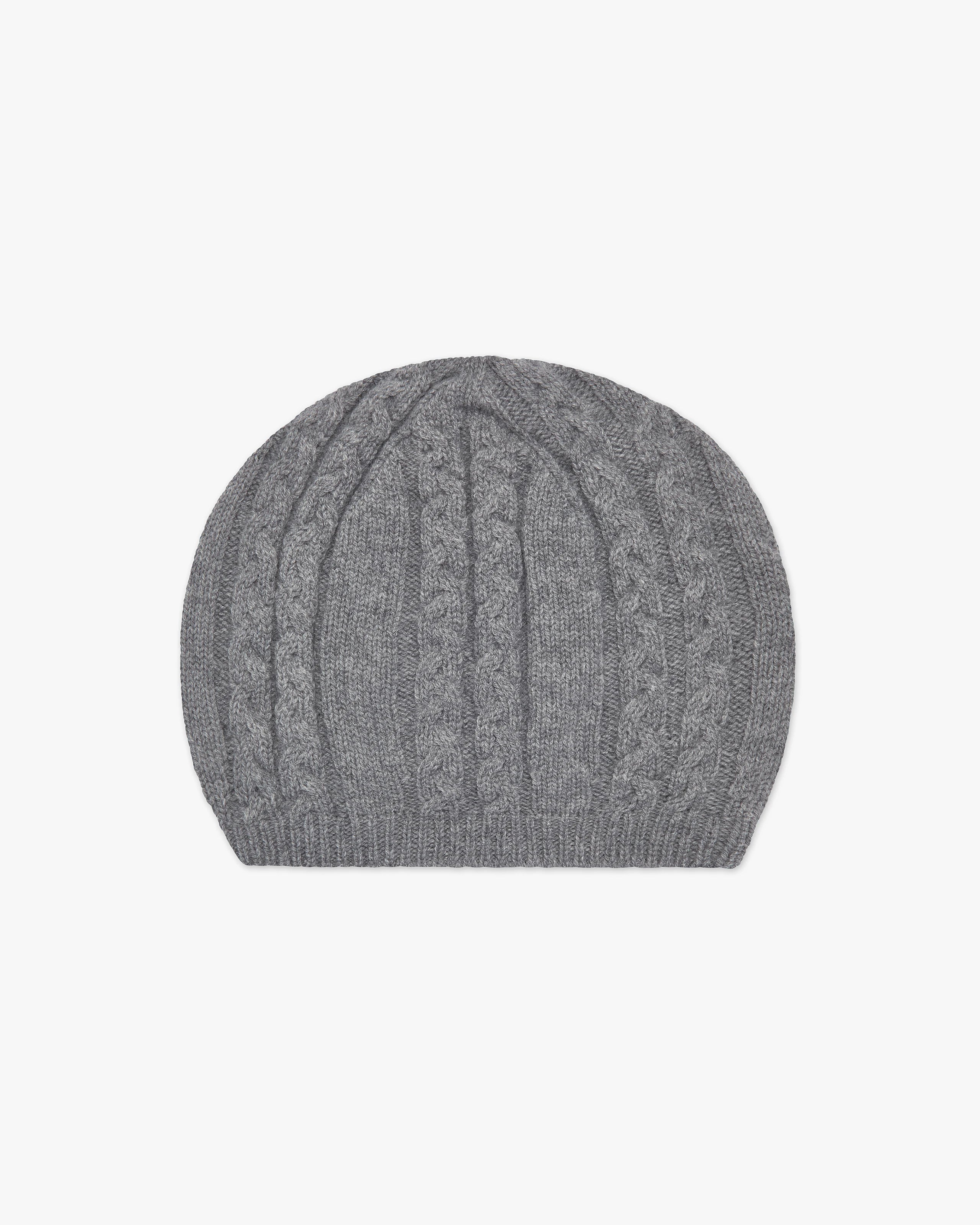 Virginia Cable Knit Cashmere Beret - Medium Grey | MaisonCashmere