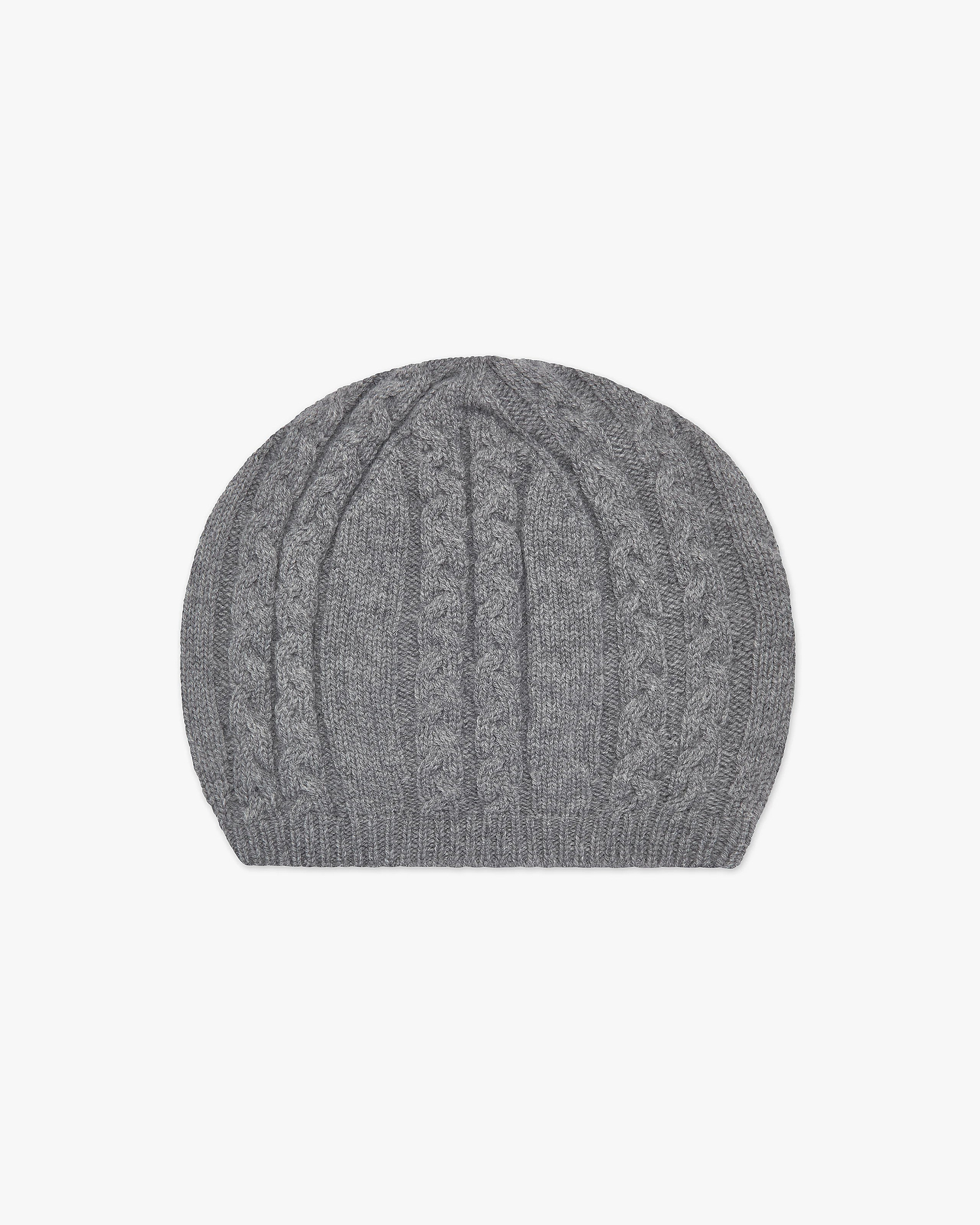 Virginia Cable Knit Beret - Medium Grey Cashmere