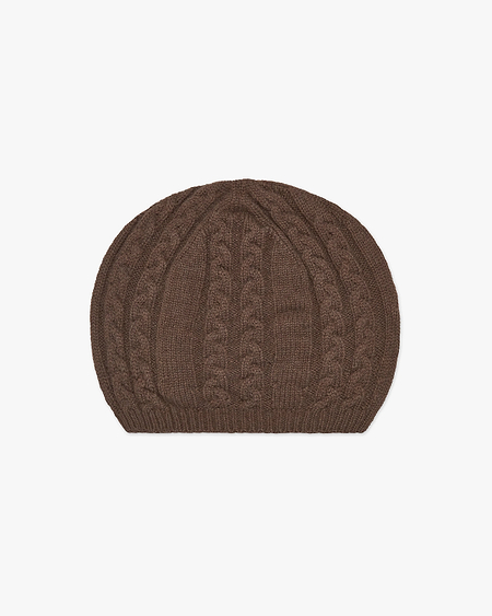 Virginia Cable Knit Beret - Brown Cashmere