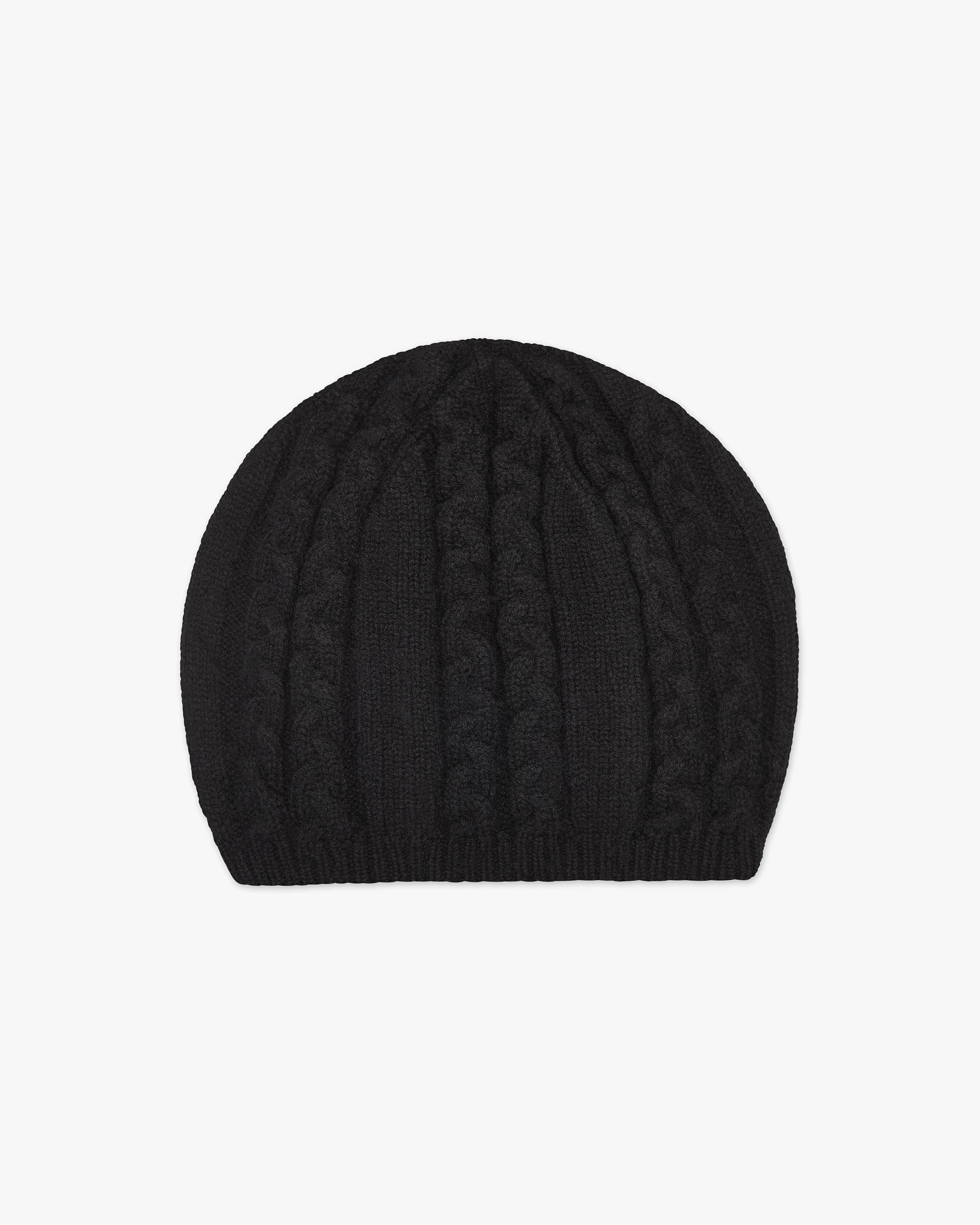 Virginia Cable Knit Beret - Black Cashmere