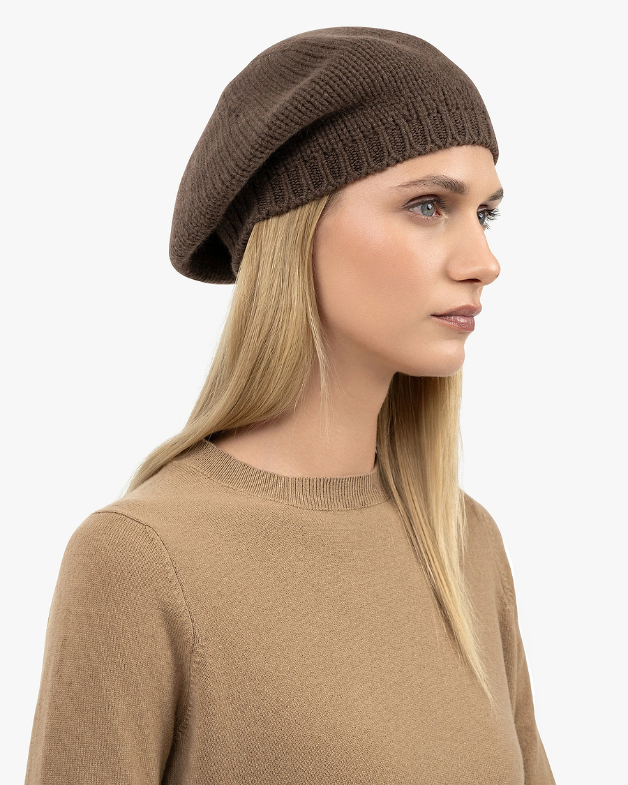 Virginia Beret - Brown Cashmere