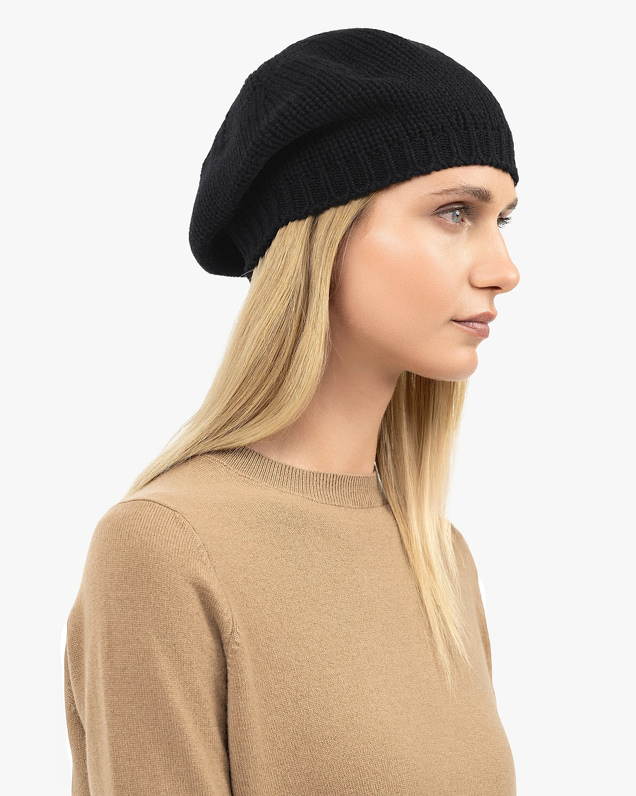 Virginia Beret - Black Cashmere