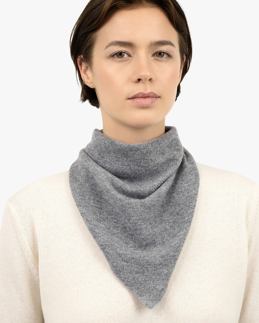 Women's Bandana Scarf - Medium Grey Cashmere