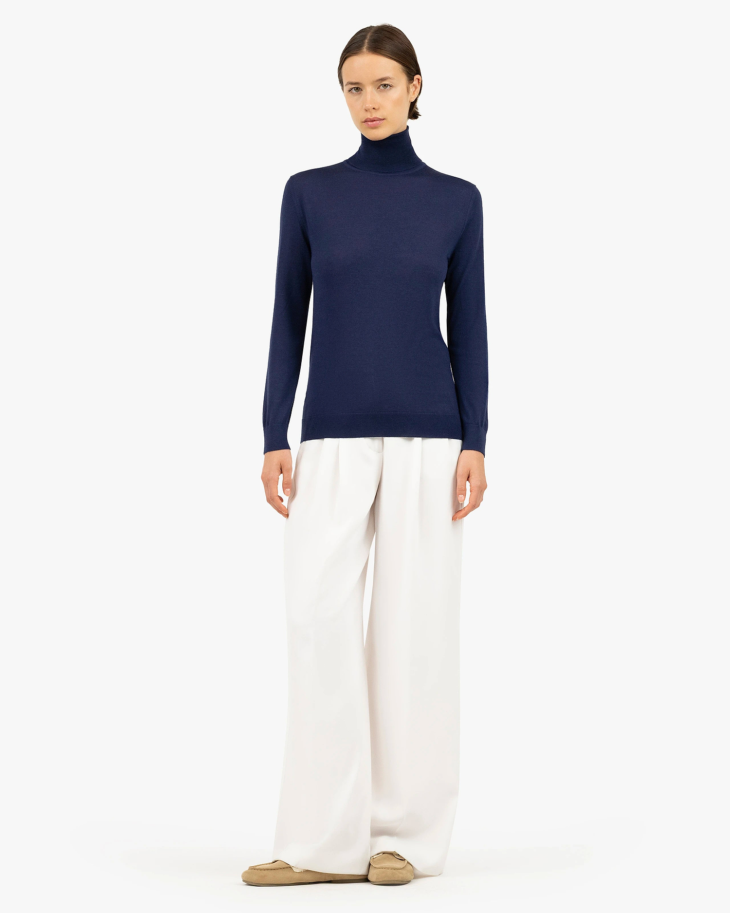 Women's Belvoir Turtleneck Sweater - Blue Cashmere / Seta
