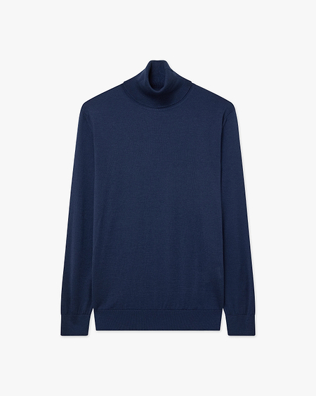 Women's Belvoir Turtleneck Sweater - Blue Cashmere / Seta