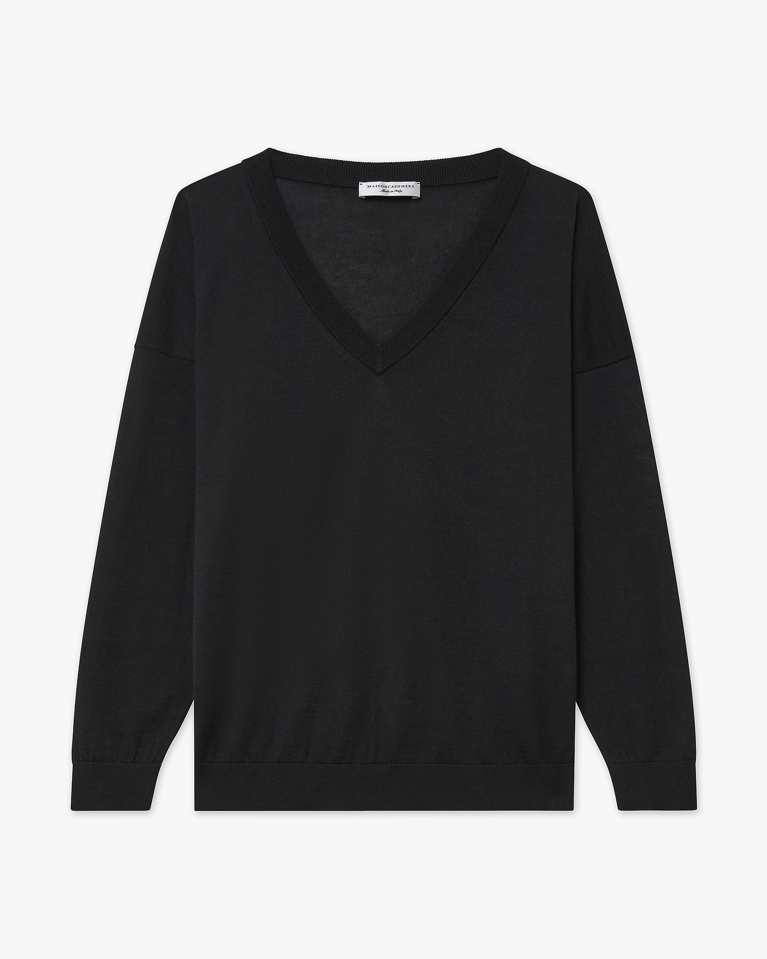 Women's Belvoir V-Neck Sweater - Black Cashmere / Seta