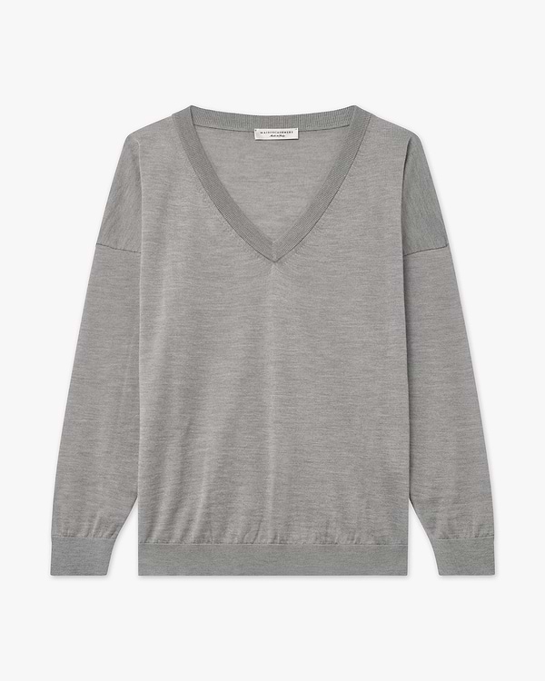 Belvoir V-Ausschnittpullover Damen - Grau