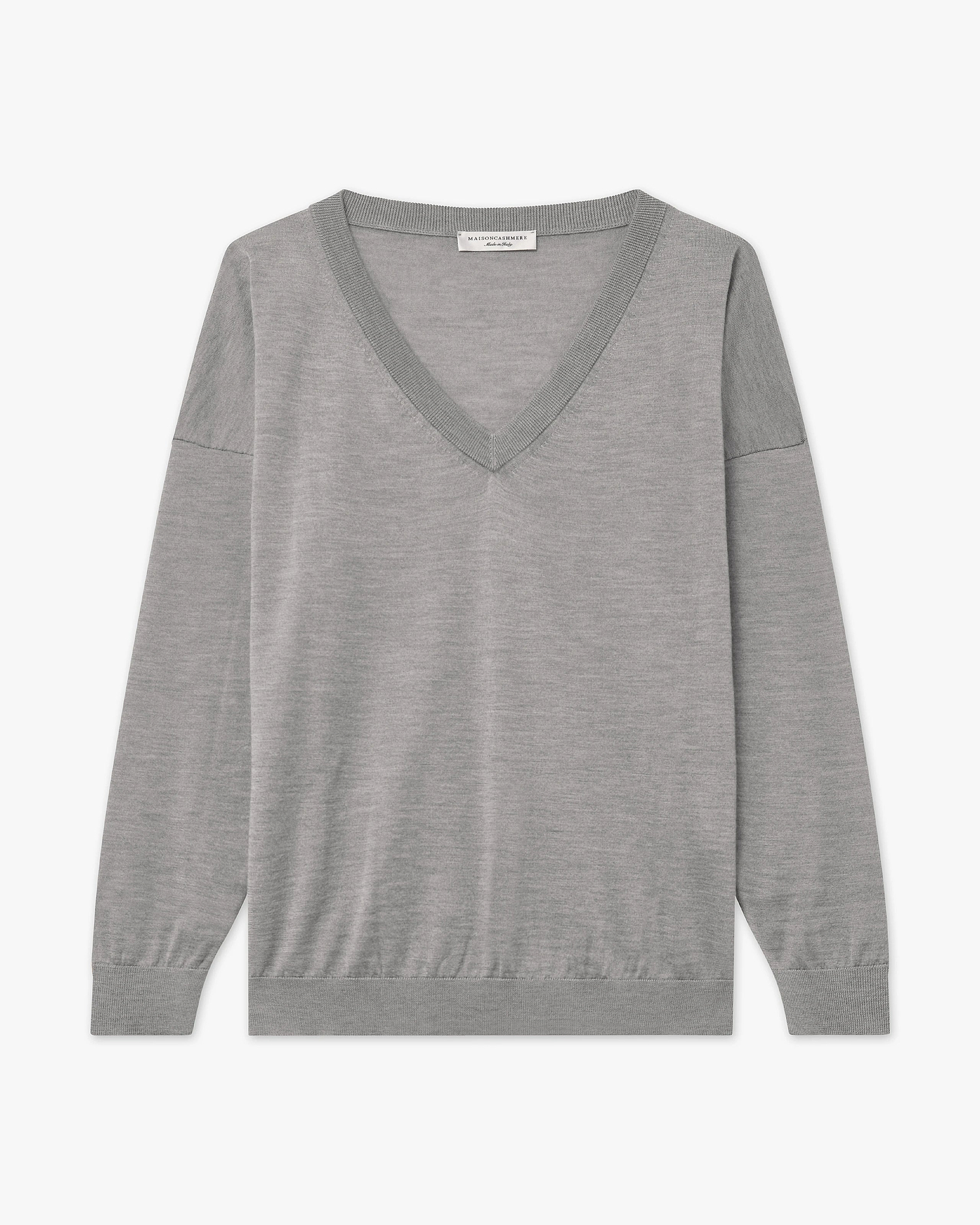 Women's Belvoir V-Neck Sweater - Grey Cashmere / Seta