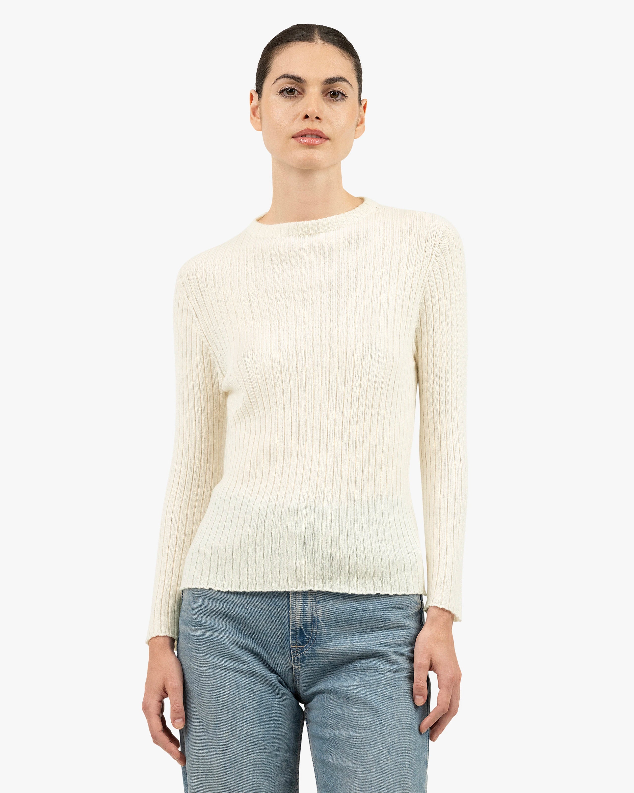 Women's Brera Crew Neck Sweater - White Cashmere