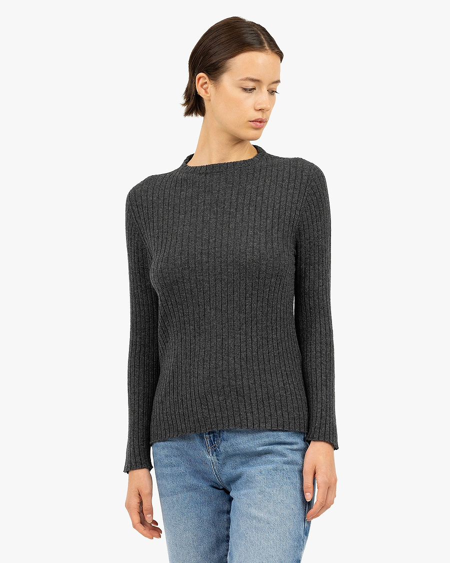 Women's Brera Crew Neck Sweater - Charcoal Cashmere