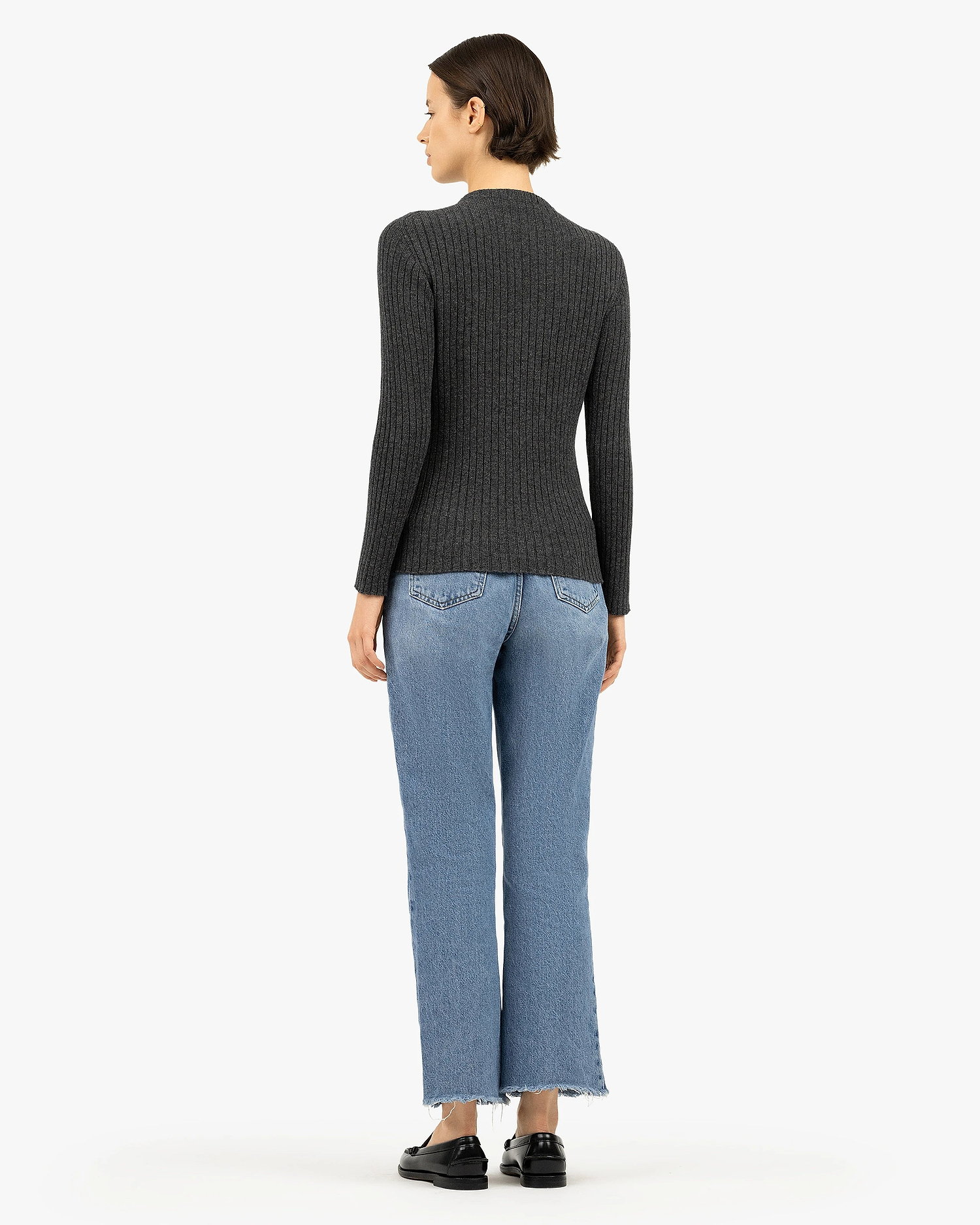 Women's Brera Crew Neck Sweater - Charcoal Cashmere