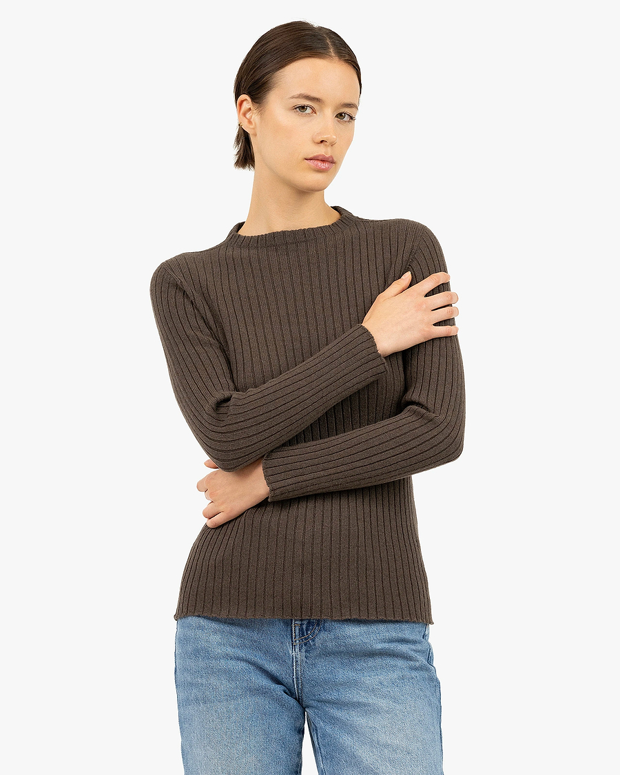 Women's Brera Crew Neck Sweater - Brown Cashmere