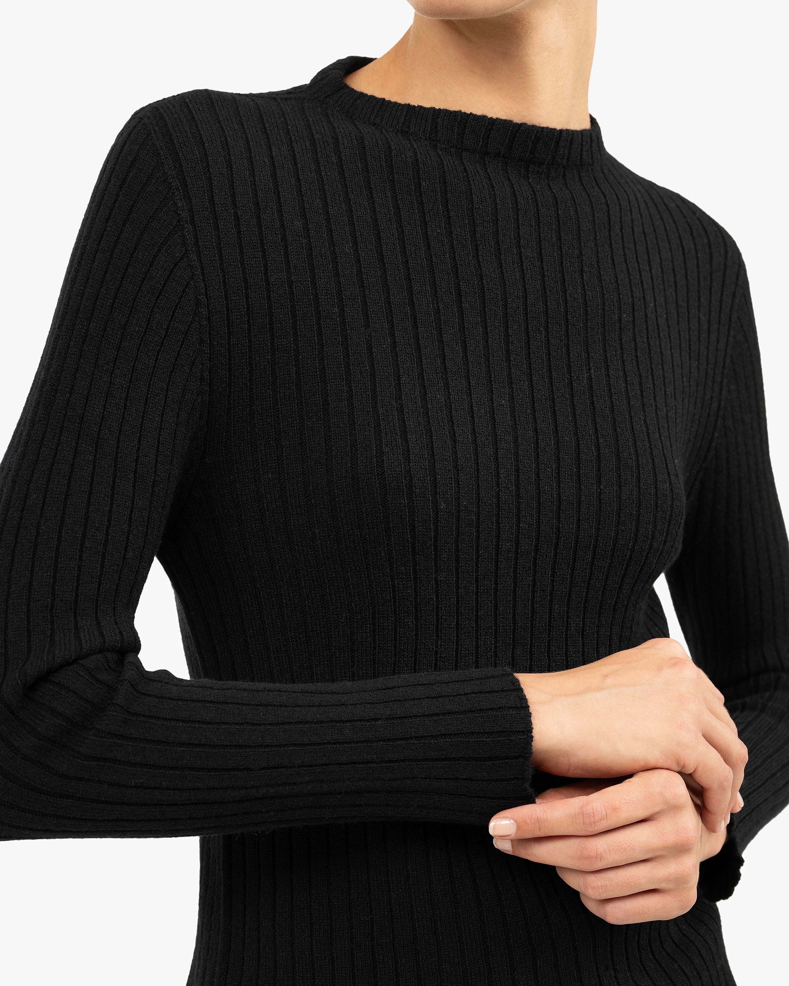 Women's Brera Crew Neck Sweater - Black Cashmere