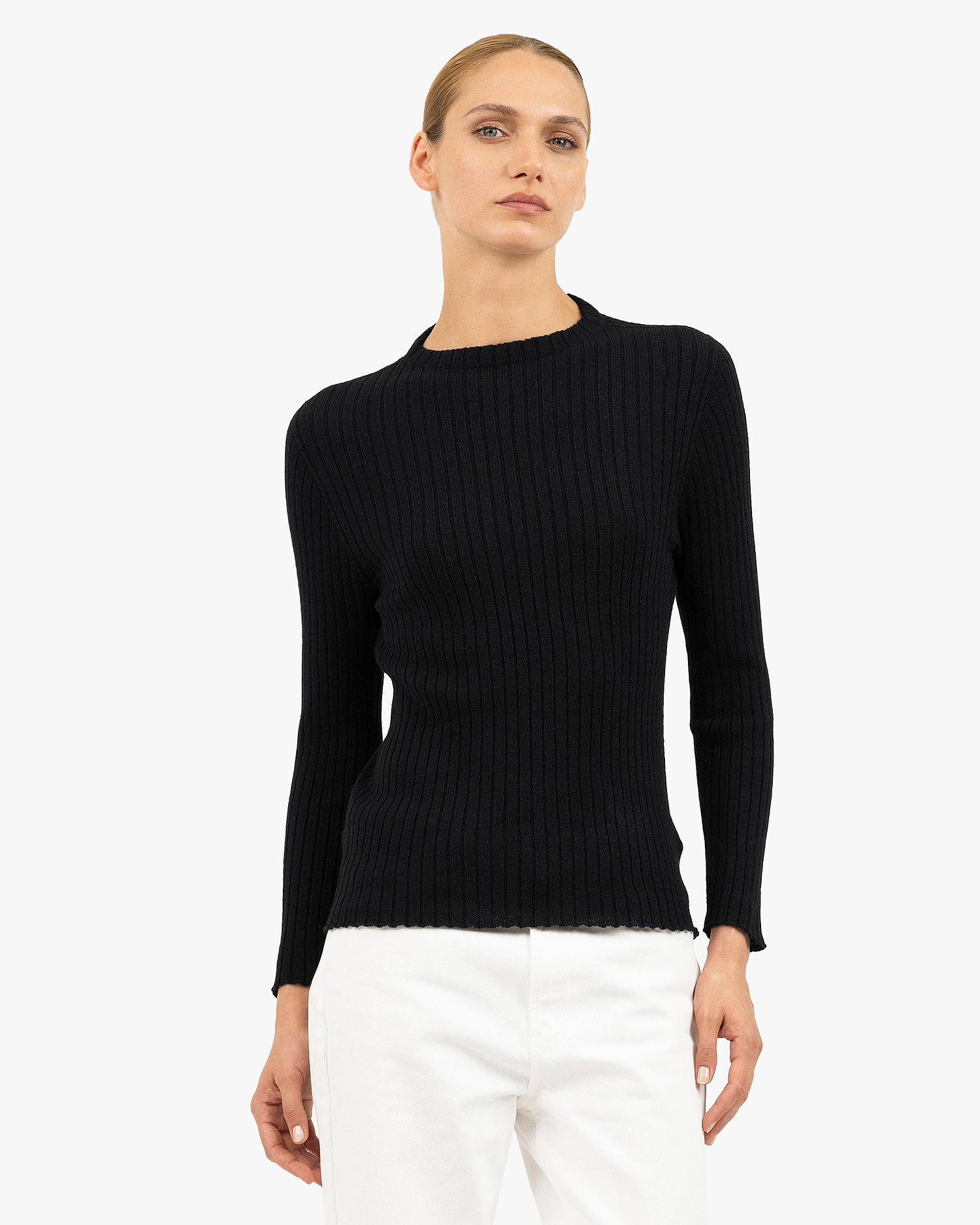 Women's Brera Crew Neck Sweater - Black Cashmere