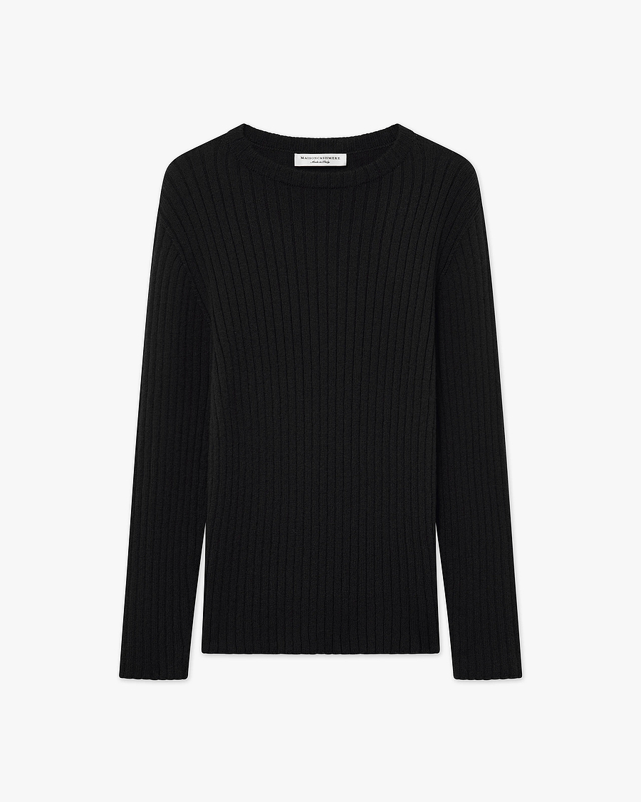 Women's Brera Crew Neck Sweater - Black Cashmere