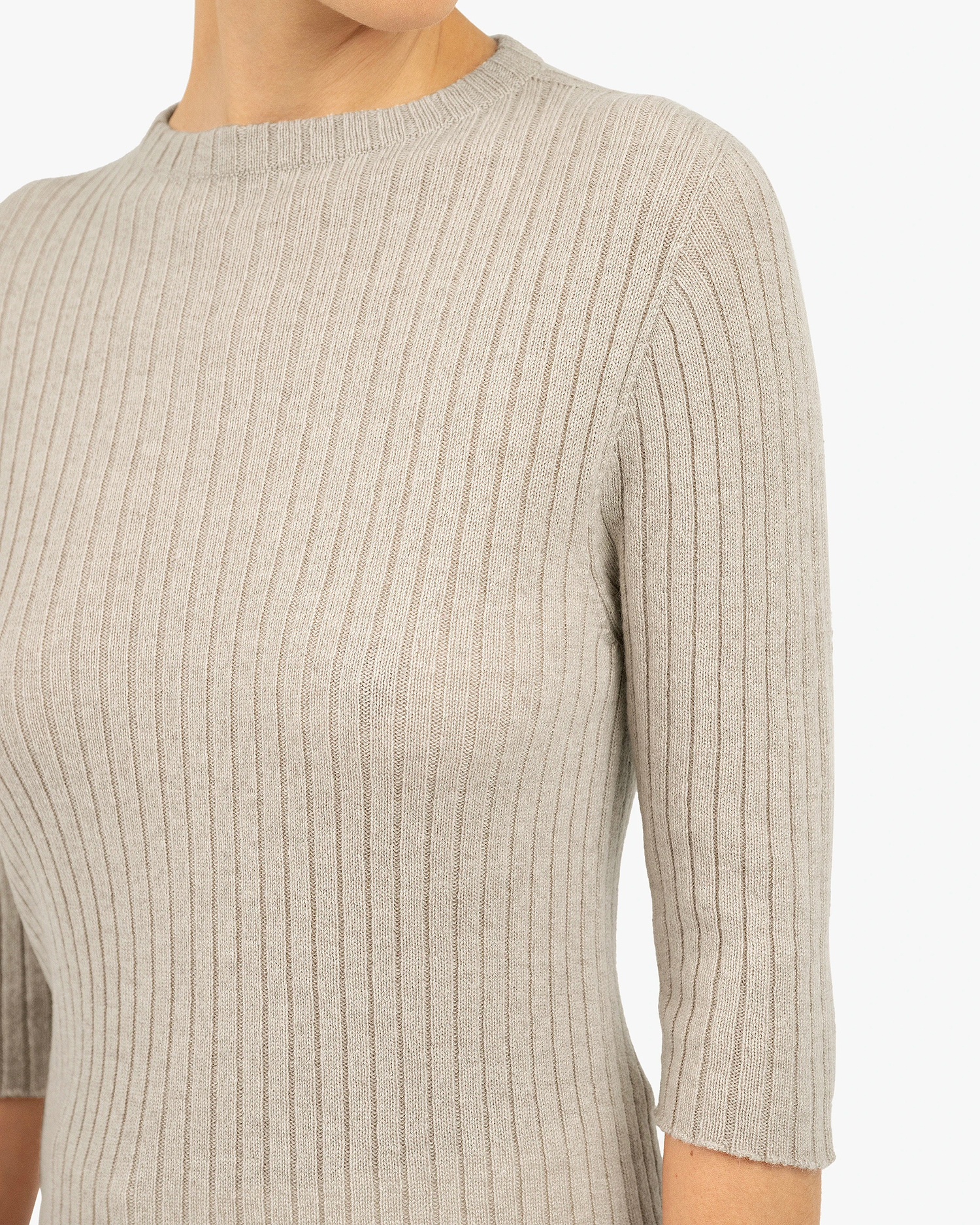 Brera 3/4 Sleeves Sweater - Beige Cashmere