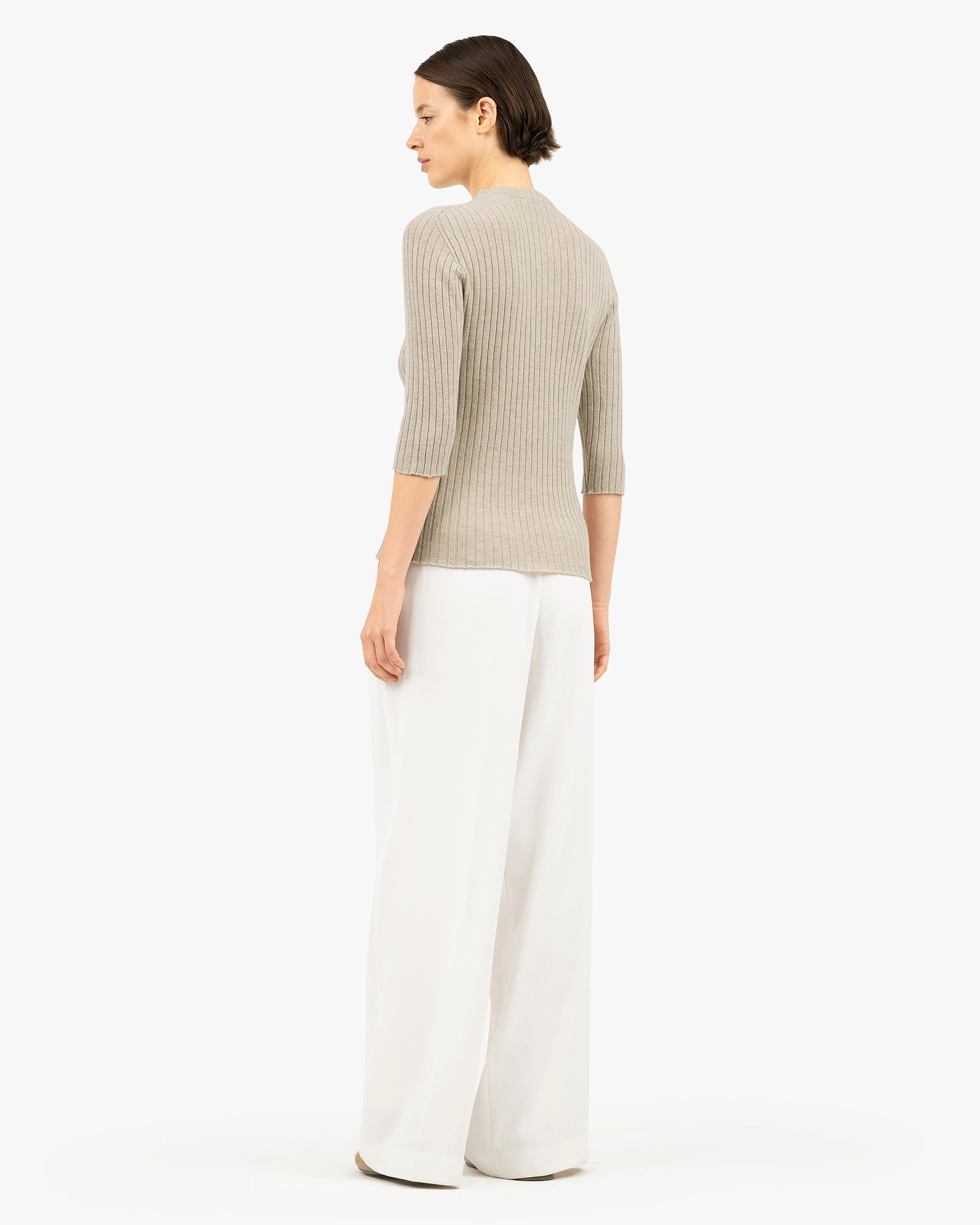 Brera 3/4 Sleeves Sweater - Beige Cashmere