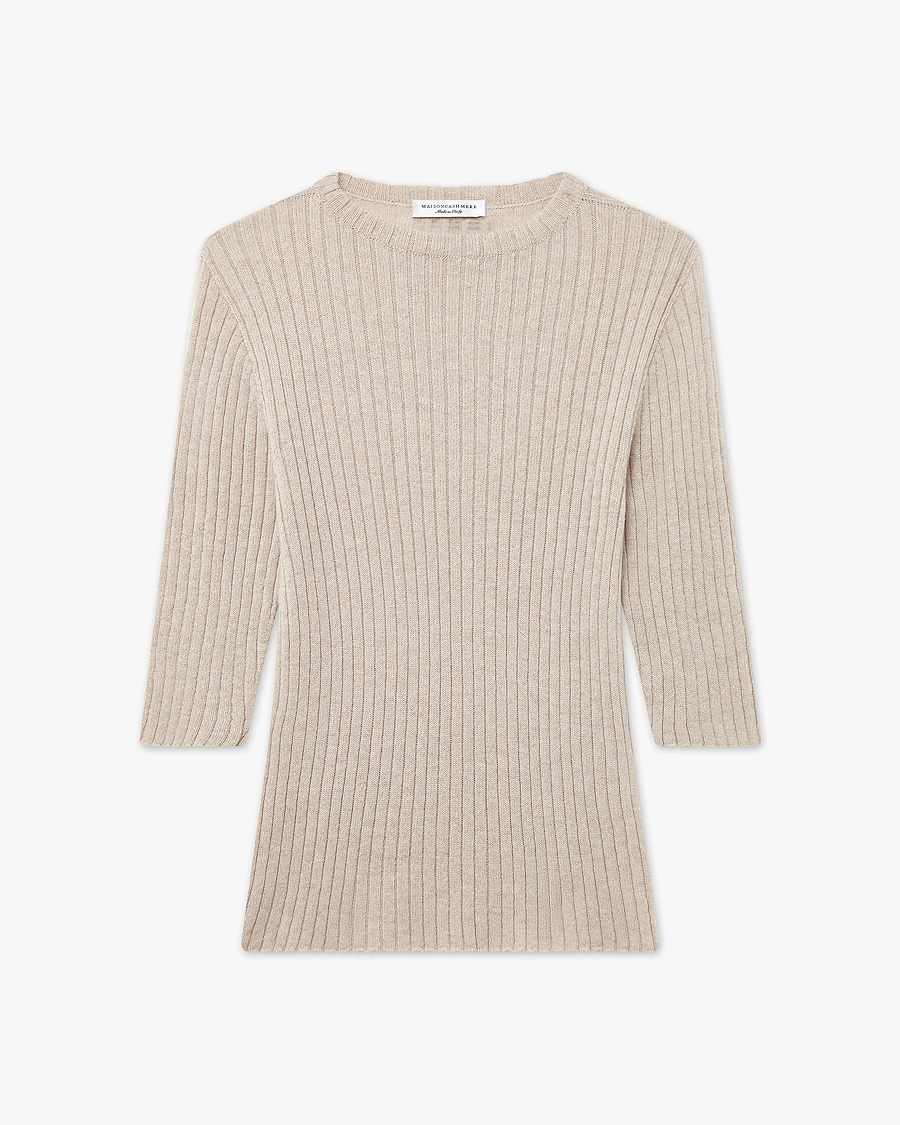 Brera 3/4 Sleeves Sweater - Beige Cashmere