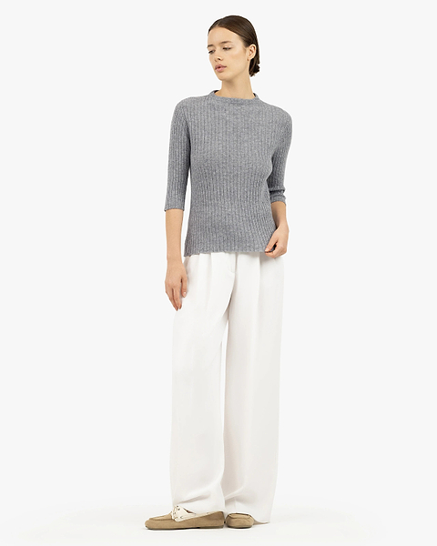 Brera 3/4 Sleeves Sweater - Medium Grey Cashmere