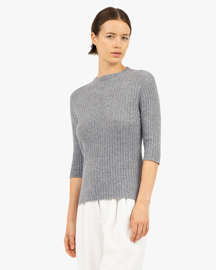 Brera 3/4 Sleeves Sweater - Medium Grey Cashmere