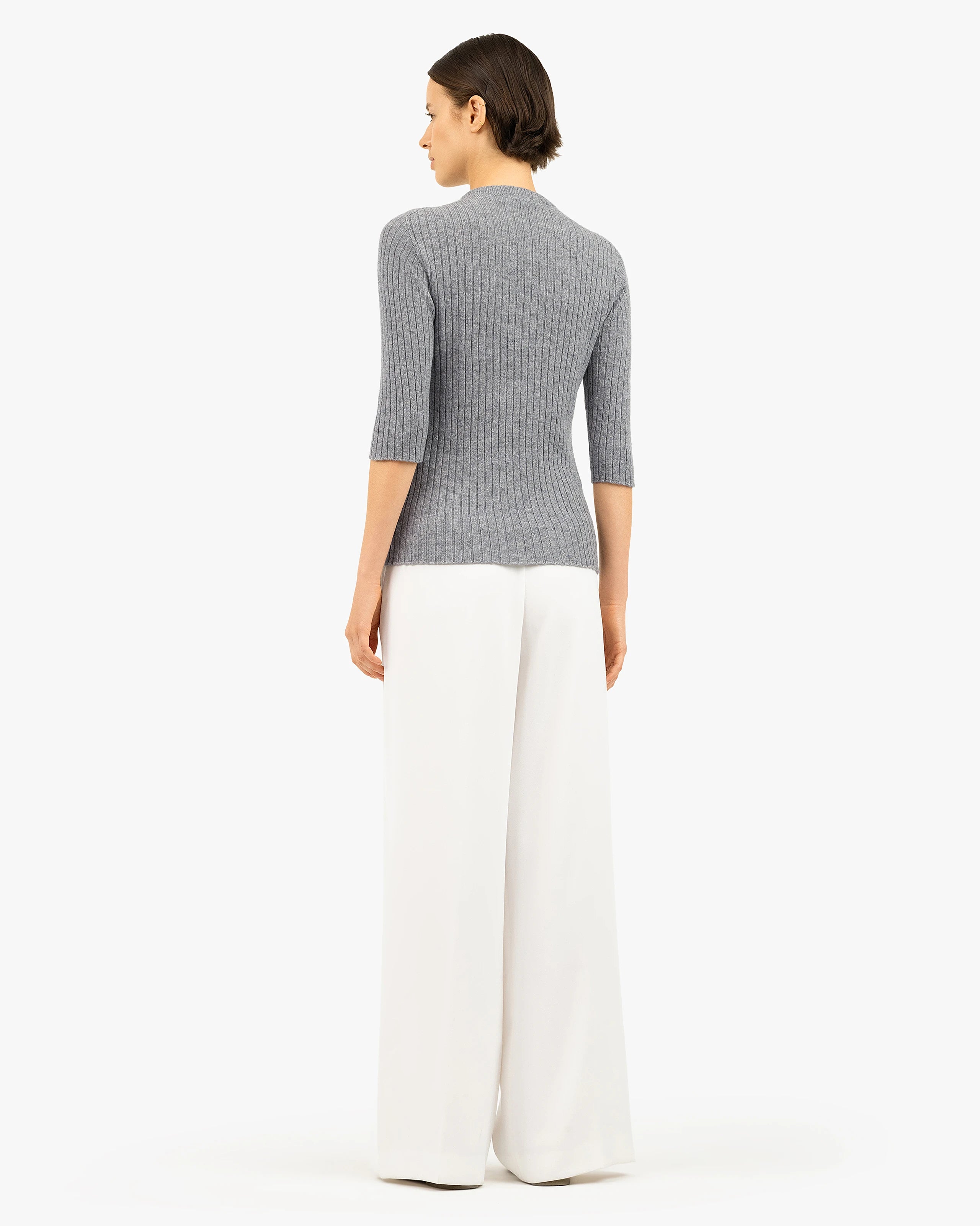 Brera 3/4 Sleeves Sweater - Medium Grey Cashmere