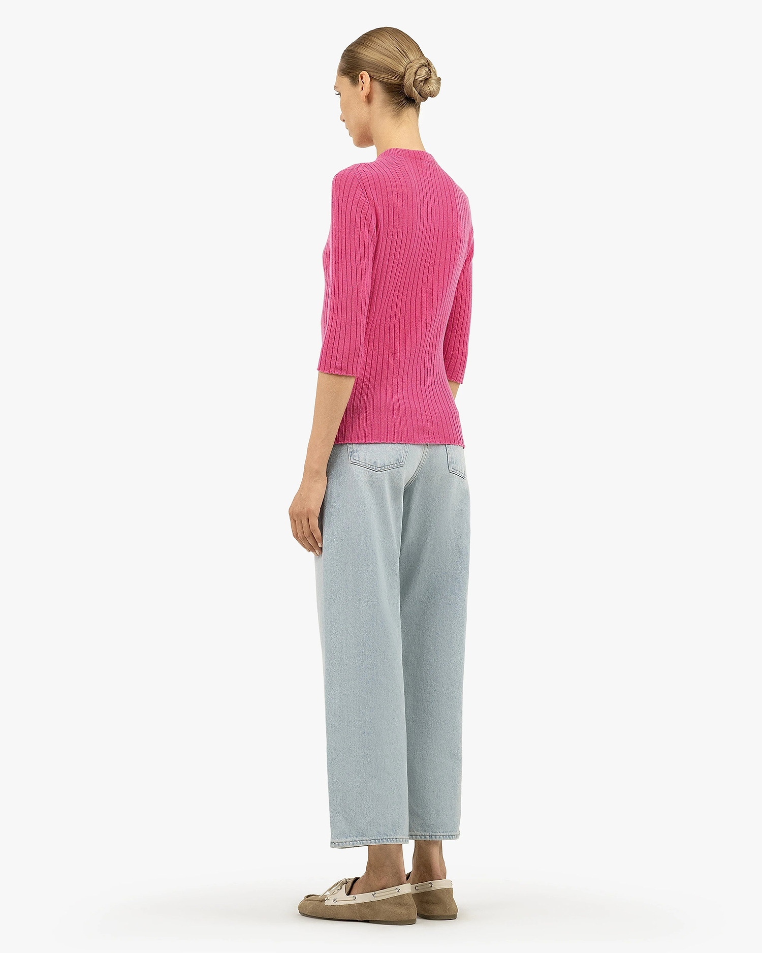 Brera 3/4 Sleeves Sweater - Fuchsia Cashmere
