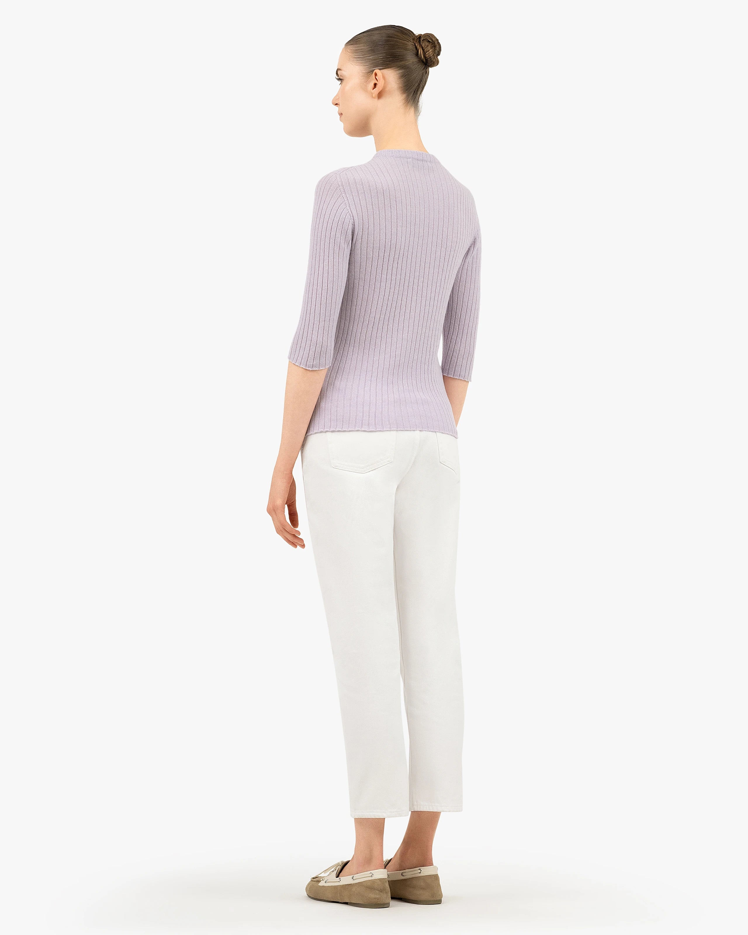 Brera 3/4 Sleeves Sweater - Lilac Cashmere