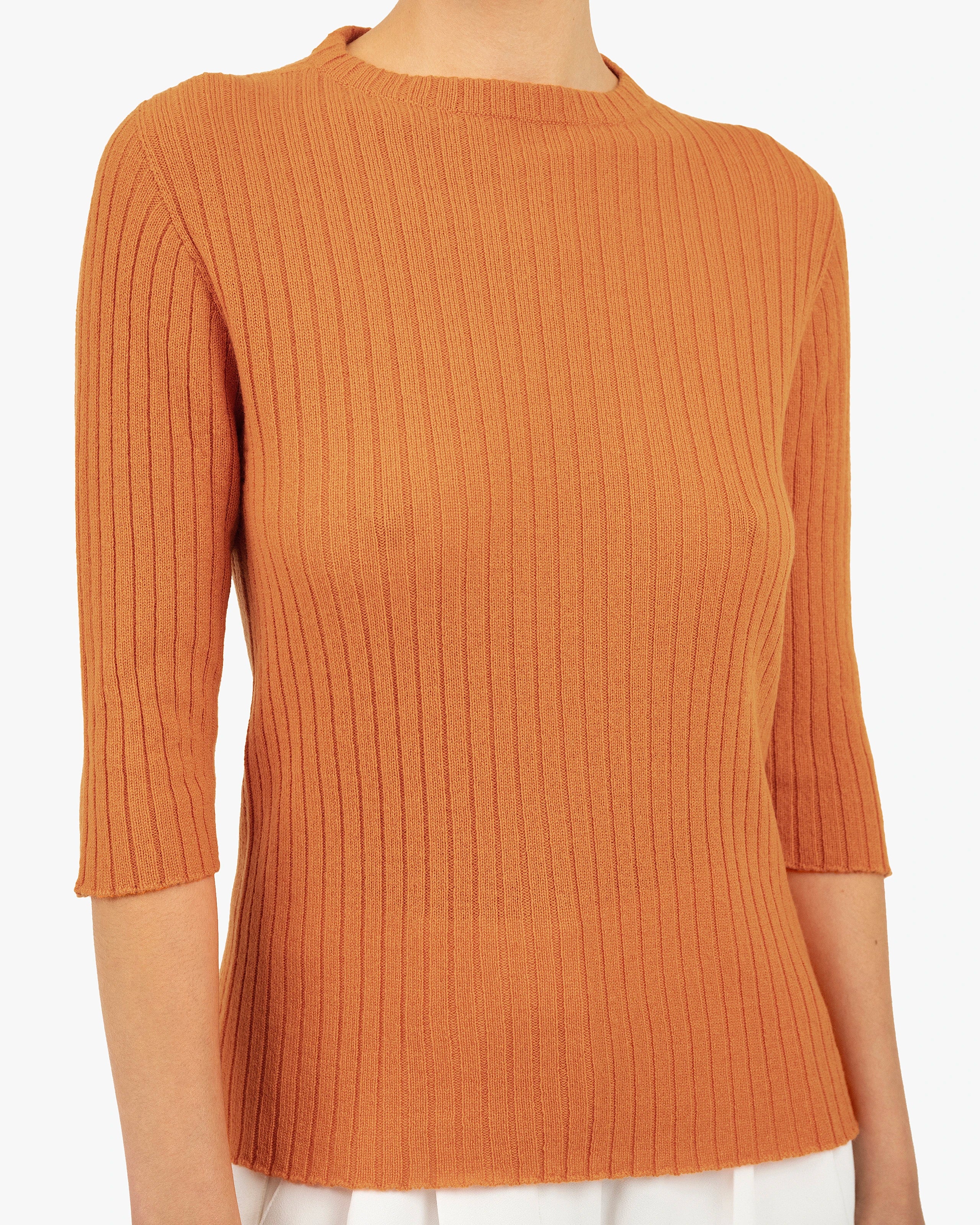 Brera 3/4 Sleeves Sweater - Orange Cashmere