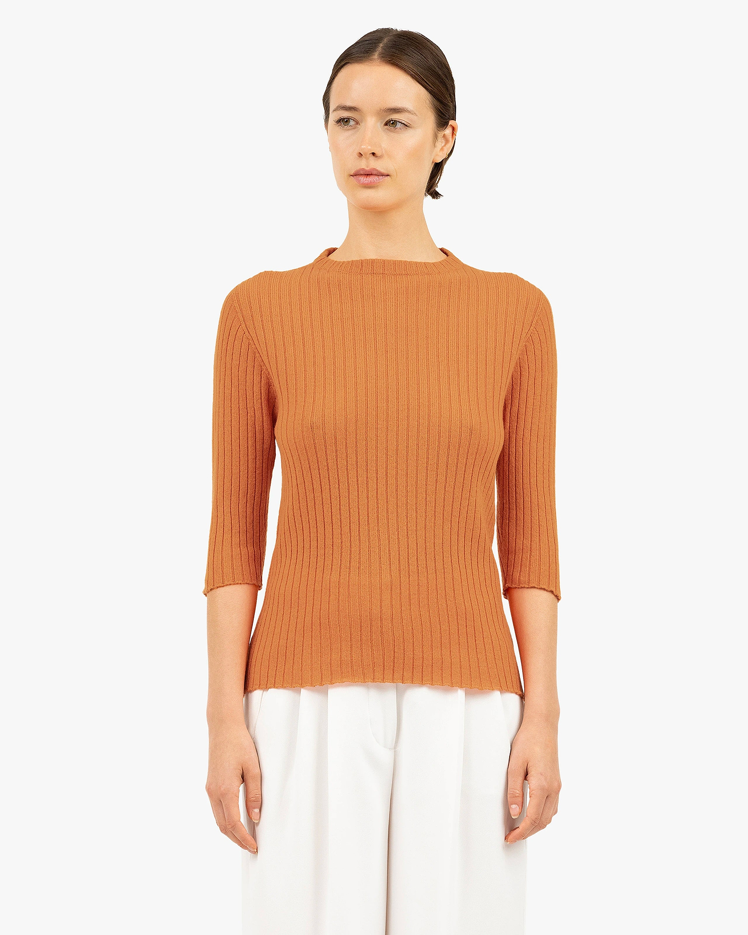 Brera 3/4 Sleeves Sweater - Orange Cashmere